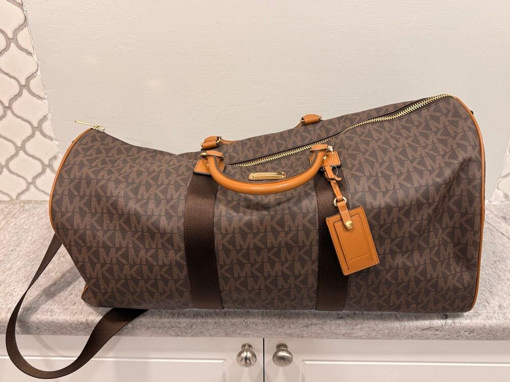 NWOT Michael Kors Travel Large Weekender Duffle Bag - Brown / Luggage Logo